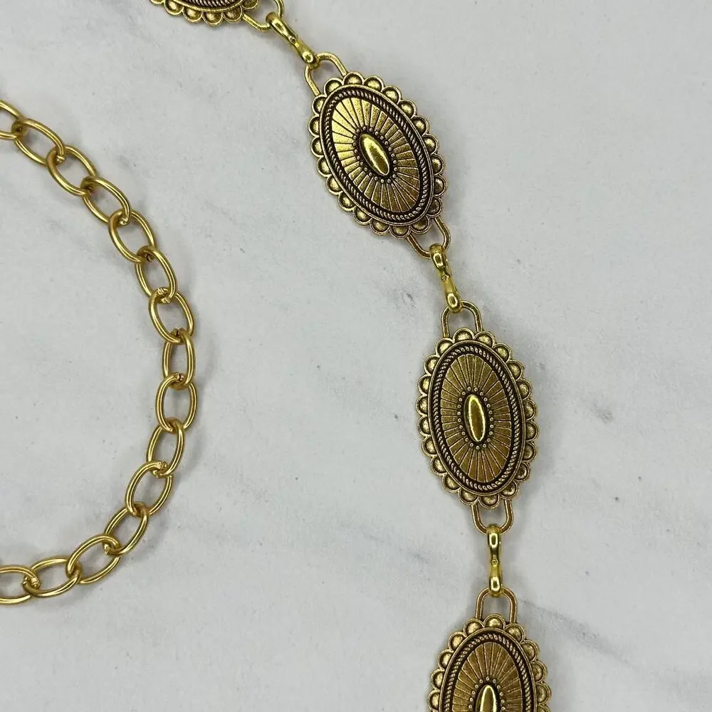 Western Concho Gold Chain Belt One Size (OS) ✨